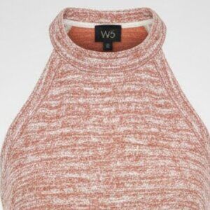 W5 Textured Halter Neck Tank with Fringe